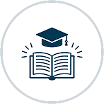 Imagem de um livro com chapéu que simboliza uma Instituição de Educação.